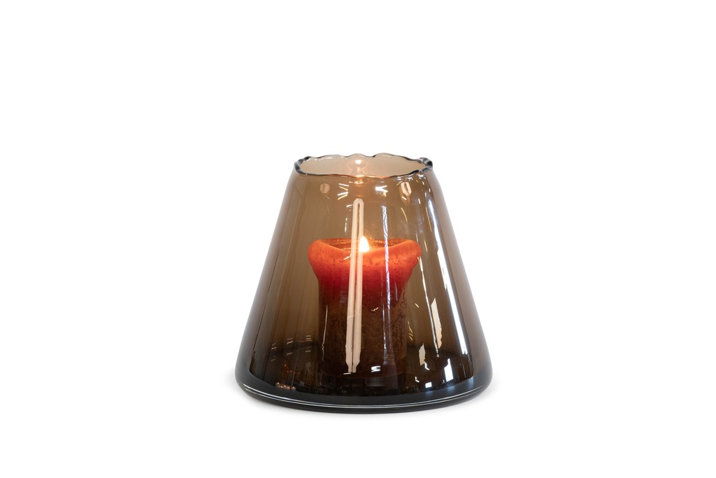 Conical vase organic rim - big - mocha - Ø25 x 33cm - p/1