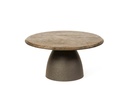 Coffee table - matt brown brushed wood + brown metal foot big - Ø80 x 40cm - p 1/1