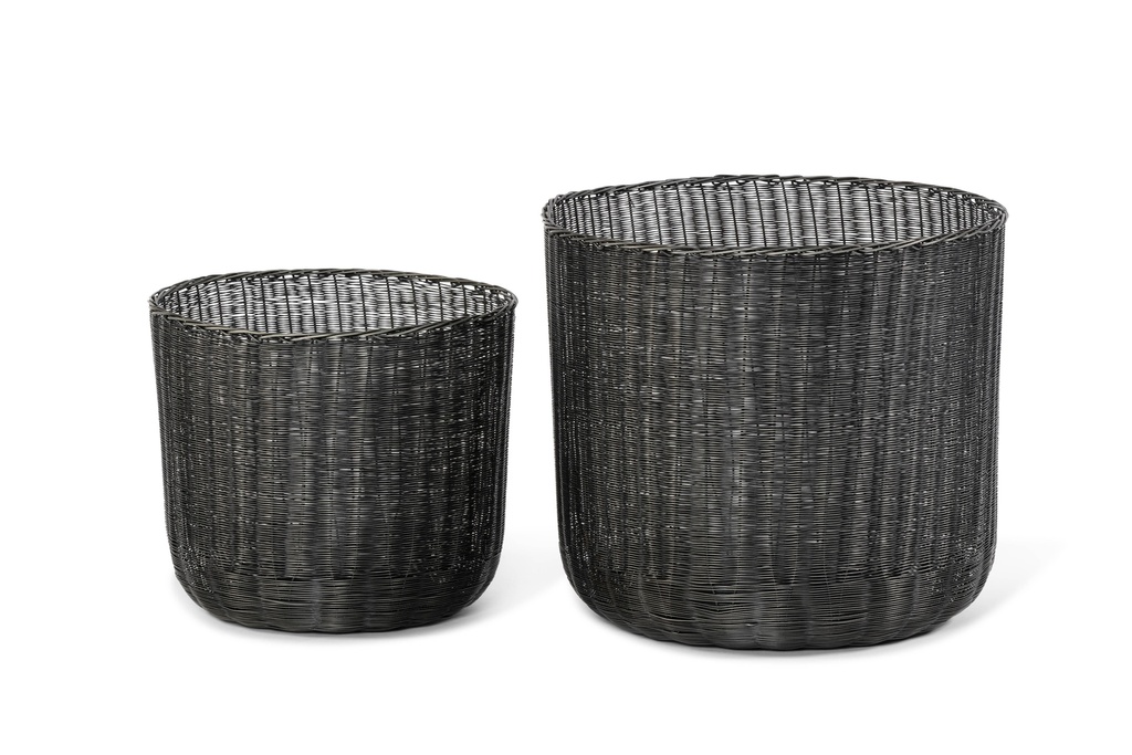 Basket horizontal weave brass antique Set of 2 - Ø38x33cm - Ø30x25,5cm - p/1