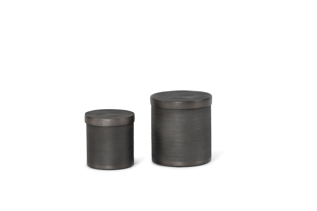 Box bindi design with cover - high - black - set of 3 - Ø15x15cm - Ø12x12cm - p/1/36