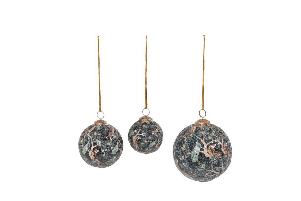 Boll crackeled glass X-mass tiger - small - Ø 7cm - p/6