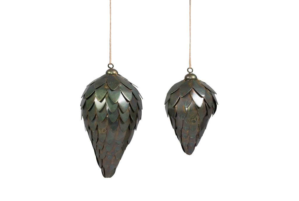 Hanging pinecone aged brass crackle large - Ø8,5x15cm - p 4/48