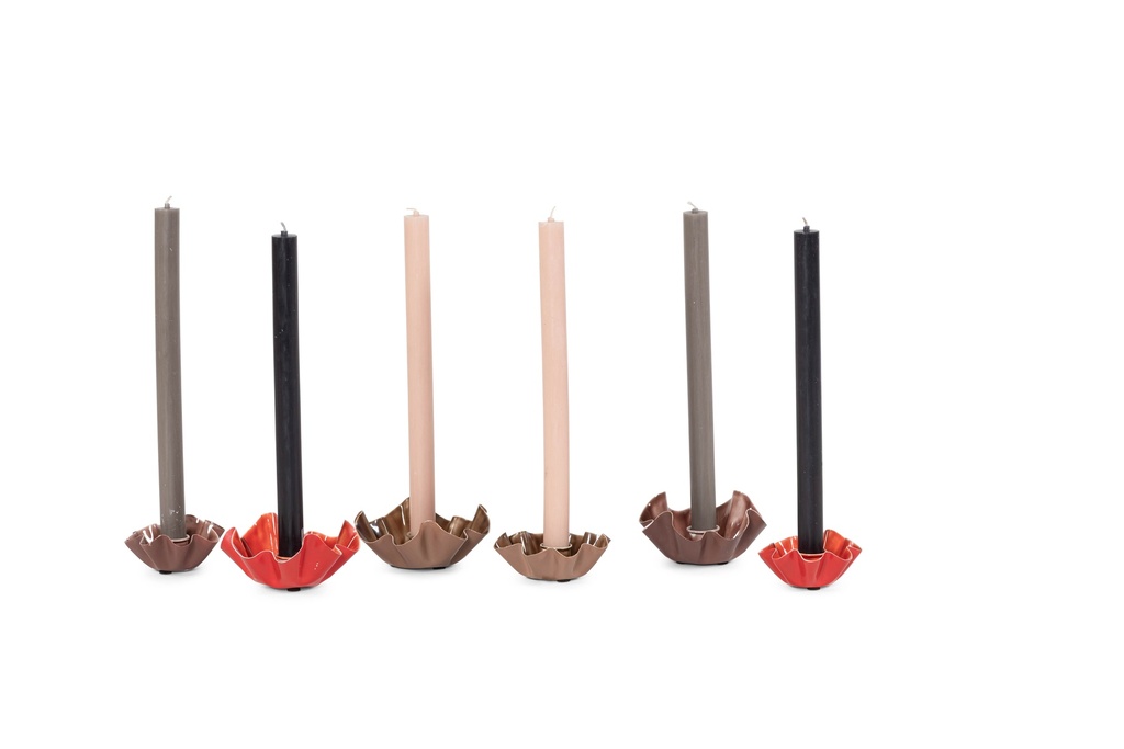 Taperholder - flower enamel choco -small - Ø7,5 x 3,5cm - p 3/54