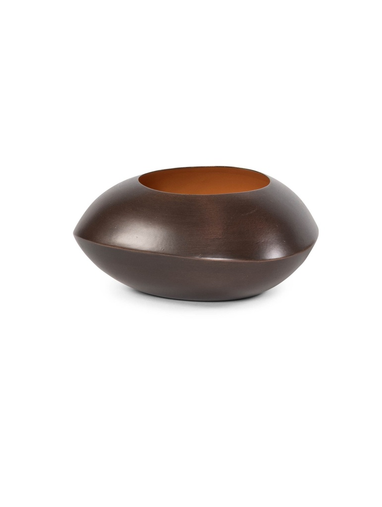T-Lightholder copper antique / orange enamel - 12x12x5,5cm - 6/48