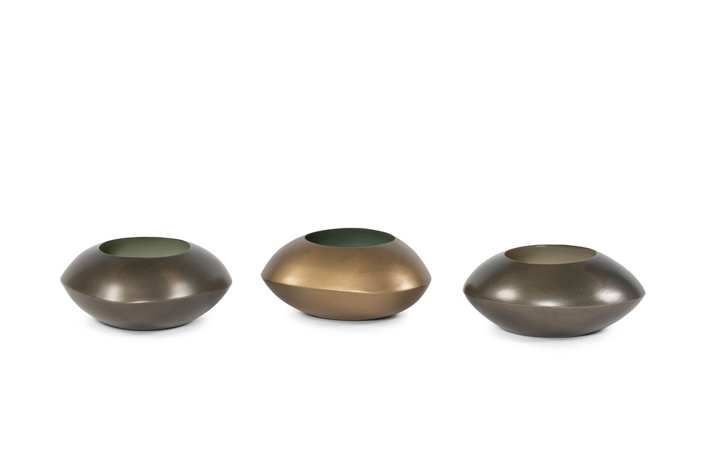 T-Lightholder nickle antique / green enamel - 12x12x5,5cm - 6/48