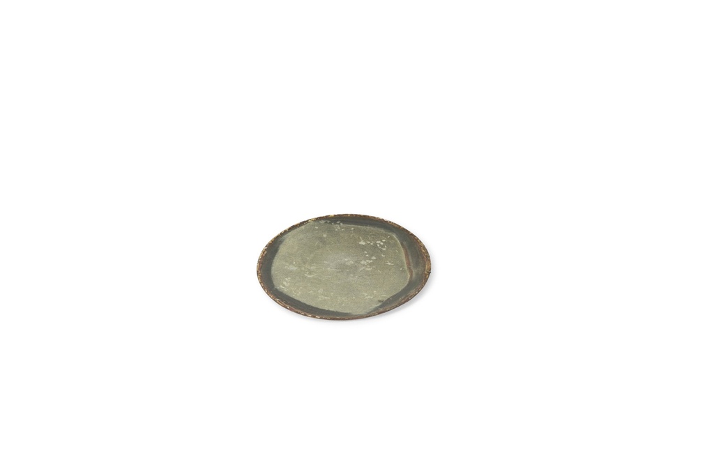 Candleplate metal green patina - medium - Ø13,5x1cm- p6/96