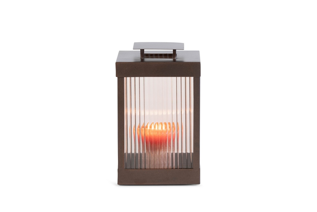 Lantern - copper brown with brown ribbed glass - large - 24x24x48cm - p/1/4