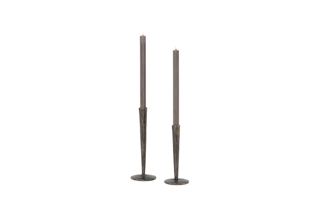 Handforged taperholder - bronze antique for tapers Ø2,1cm - set of 2 - H20cm/H25cm - p/2 sets
