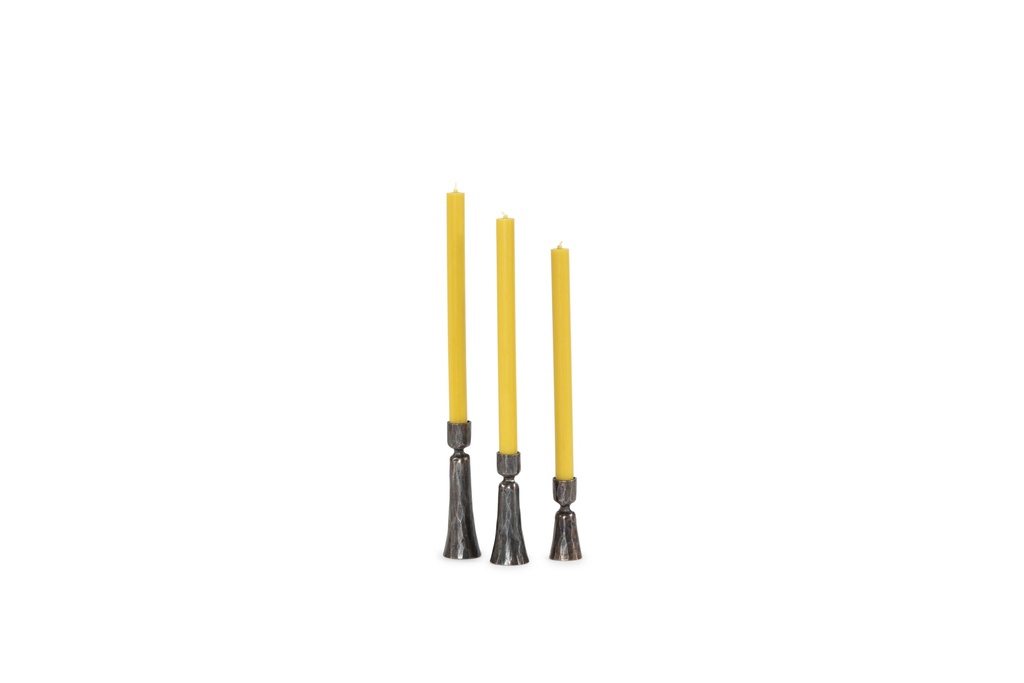 Handforged taperholder - bronze antique - for tapers Ø2,1cm - set of 3 - H9cm/H12cm/H15cm - p/2 sets