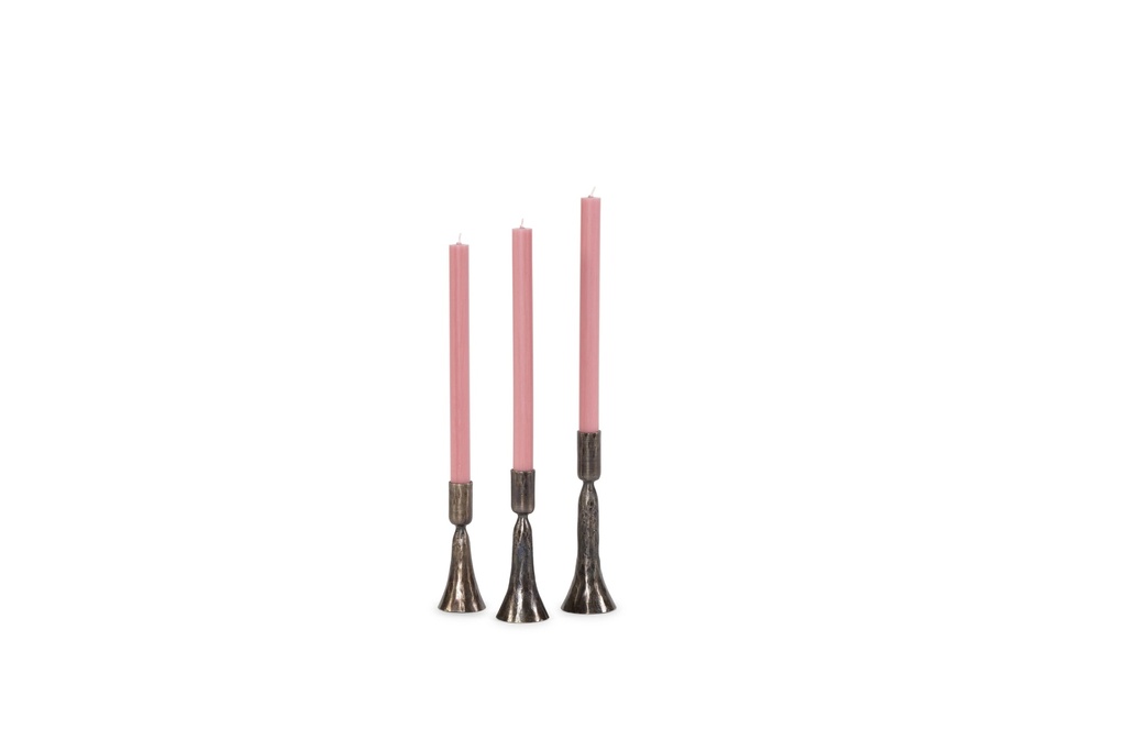 Handforged taperholder - bronze antique - for tapers Ø2,1cm - set of 3 - H13cm/H15cm/H19cm - p/2 sets