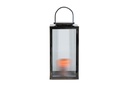 Lantern black nickel with vertical ribbed glass & leather handle - large - 30x30x60cm - 1/1