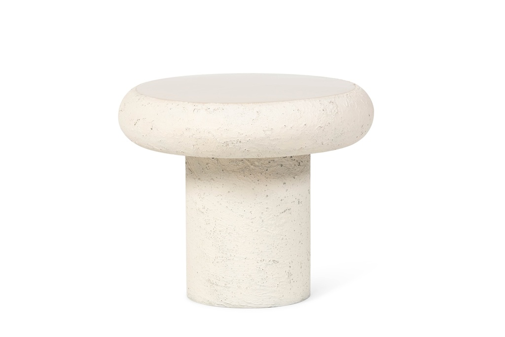 Side table rounded enamel with base - texture beige - Ø50x40cm - p1/1