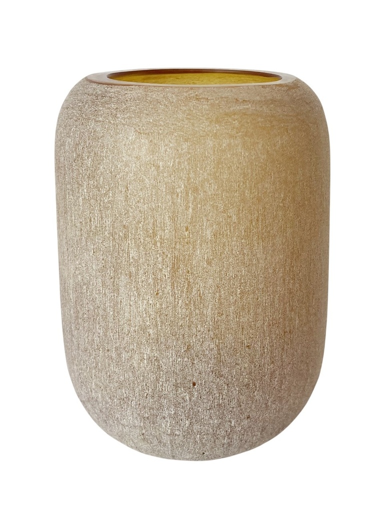 Mouthblown T-light round amber matt - Ø10x13cm - p/1/12