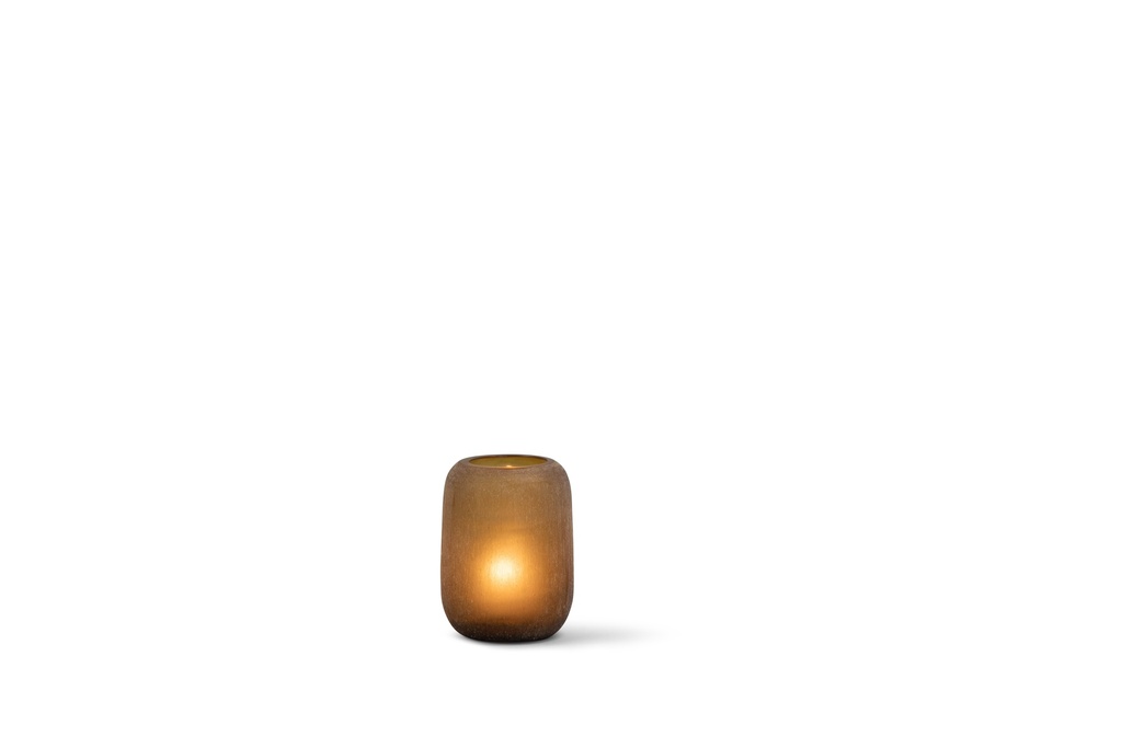 Mouthblown T-light round amber matt - Ø10x13cm - p/1/12