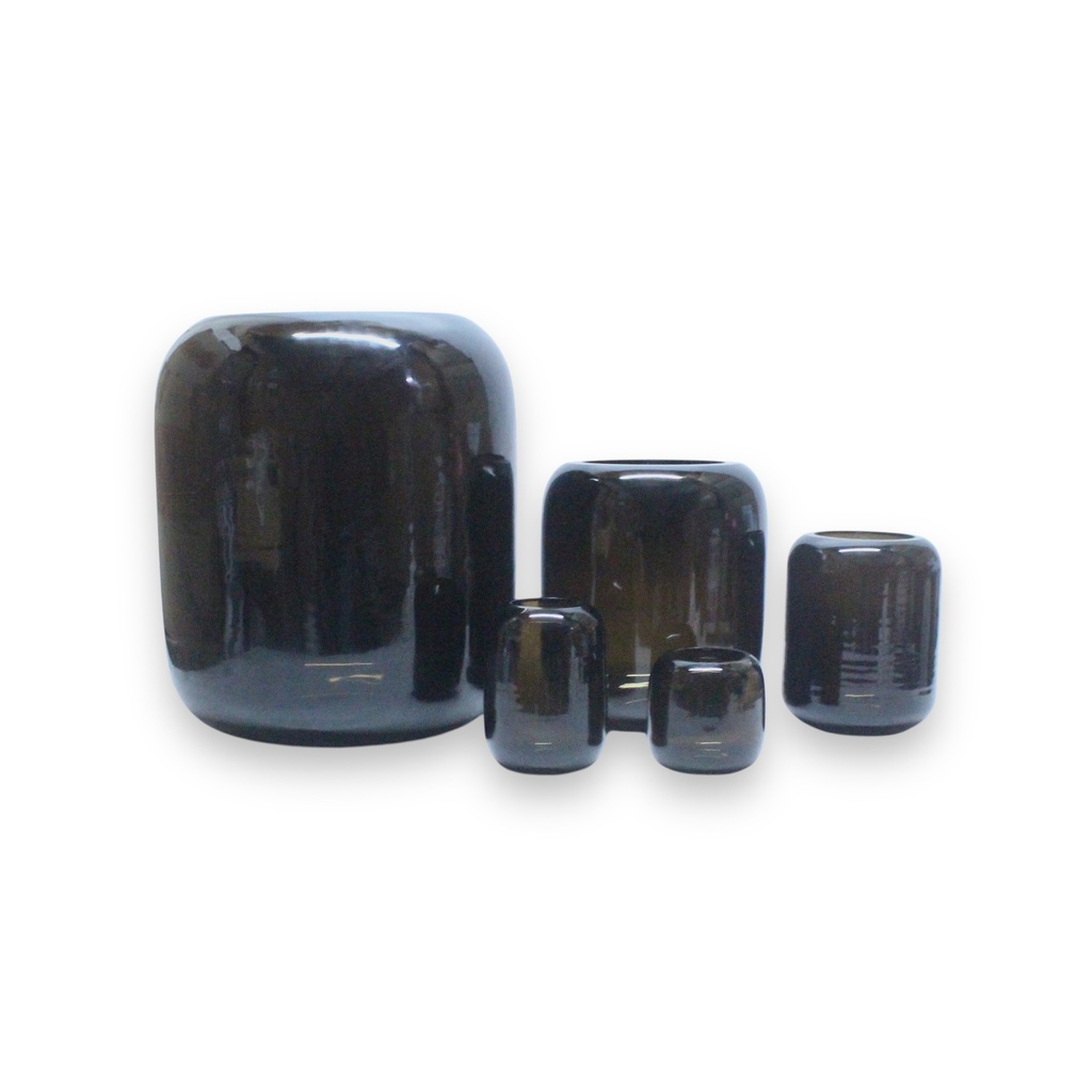 Mouthblown vase smoke shiny - large - Ø31,5x36cm - p/1/1