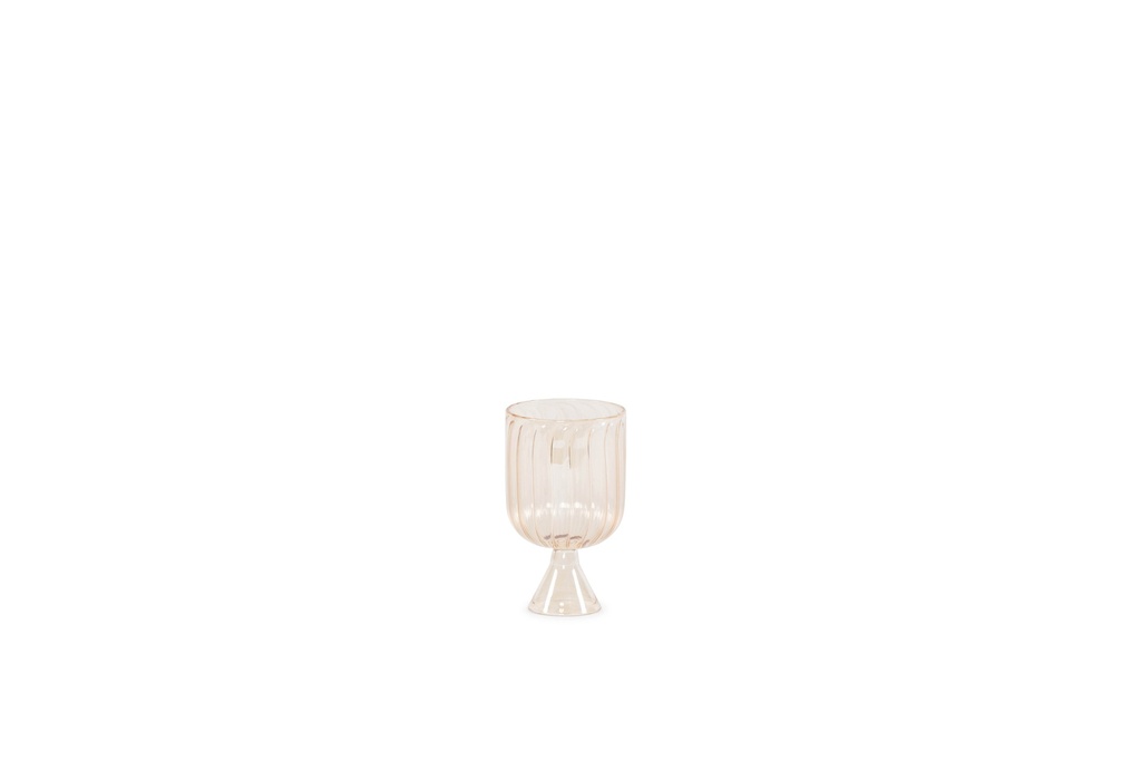 Mouthblown votive vertical ribbed amber luster - Ø8x13cm- p/6/18