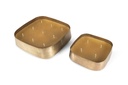 Planter square brass antique - set of 2 - Indoor candle - 24x24x9cm / 34x34x10,5cm - 4 / 9 int. cot. wicks - p/1