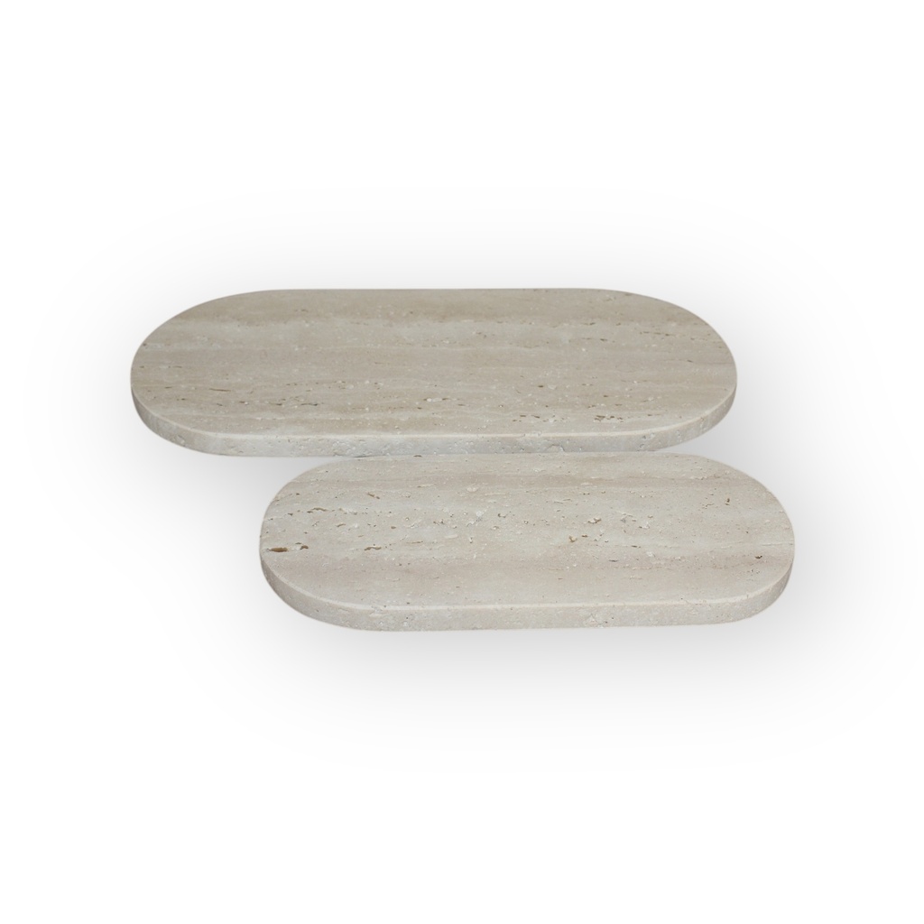 Plate oval travertine beige - set of 2 - 25x12x1,5cm / 35x17x1,5cm - p/1/8