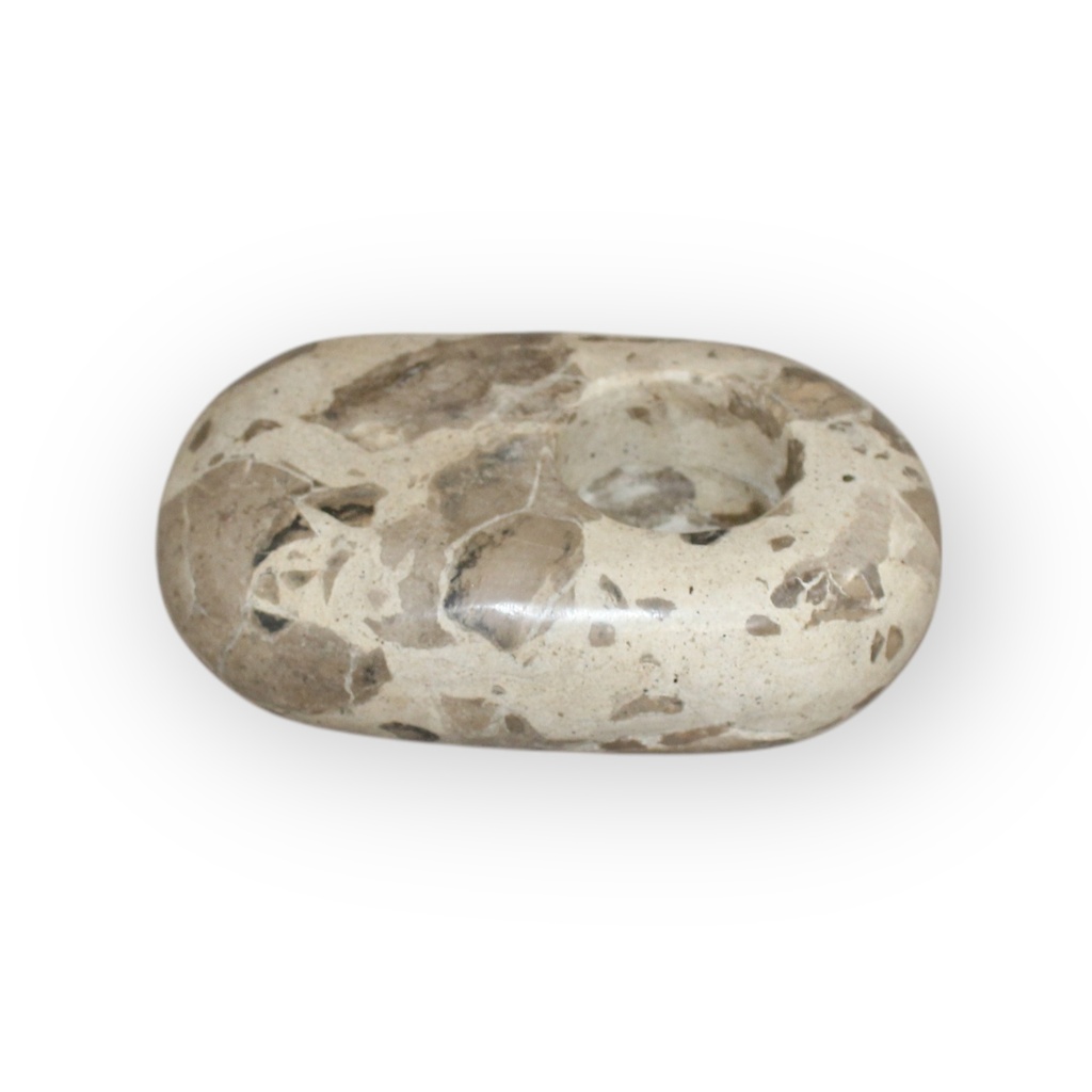 Candle holder organic oval marble - for candles Ø4,4cm - 15x10x4,5cm - p/1/8