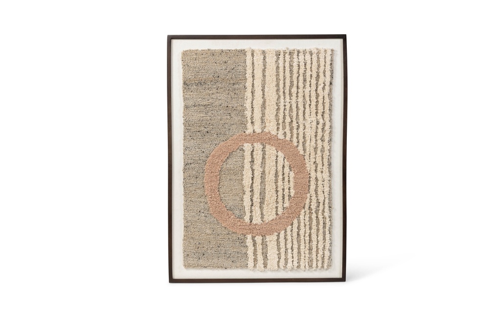 Wooden wall art with circle - cotton/wool - 75x105cm - p/1/1