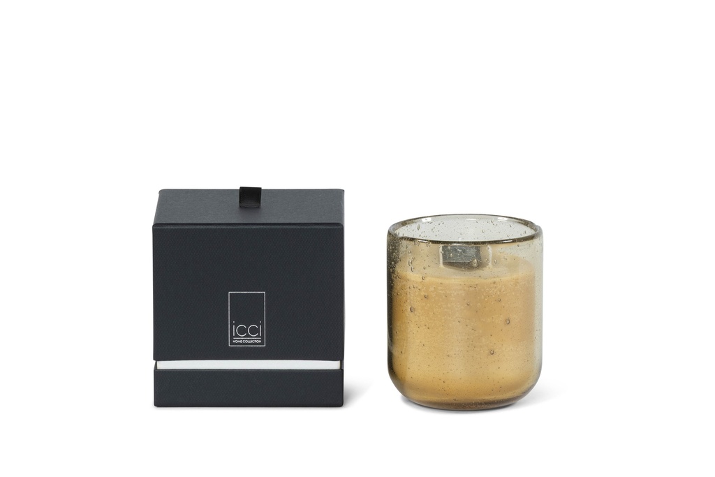 Scented candle in bubble glass gold with colored wax - Ø 12 x 13 cm - 3 int. cot. - p/4