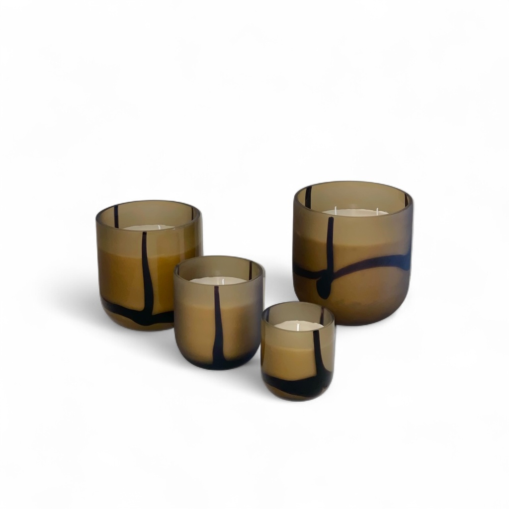 T-light holder multi lines purple  shiny - small - Ø 9x10cm - 1 int. cot. - p/6