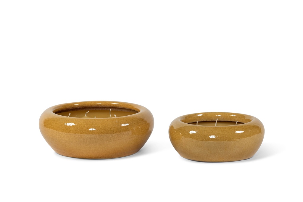 Bowl glazed ochre small indoor - Ø28 x 10cm - 7 int.cot. wicks - p 2