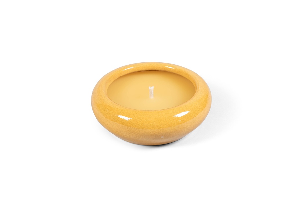 Bowl glazed ochre small indoor - Ø28 x 10cm - 7 int.cot. wicks - p 2
