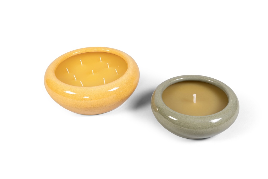 Bowl glazed green large indoor - Ø35 x 13cm - 9 int. cot. wicks - p 2