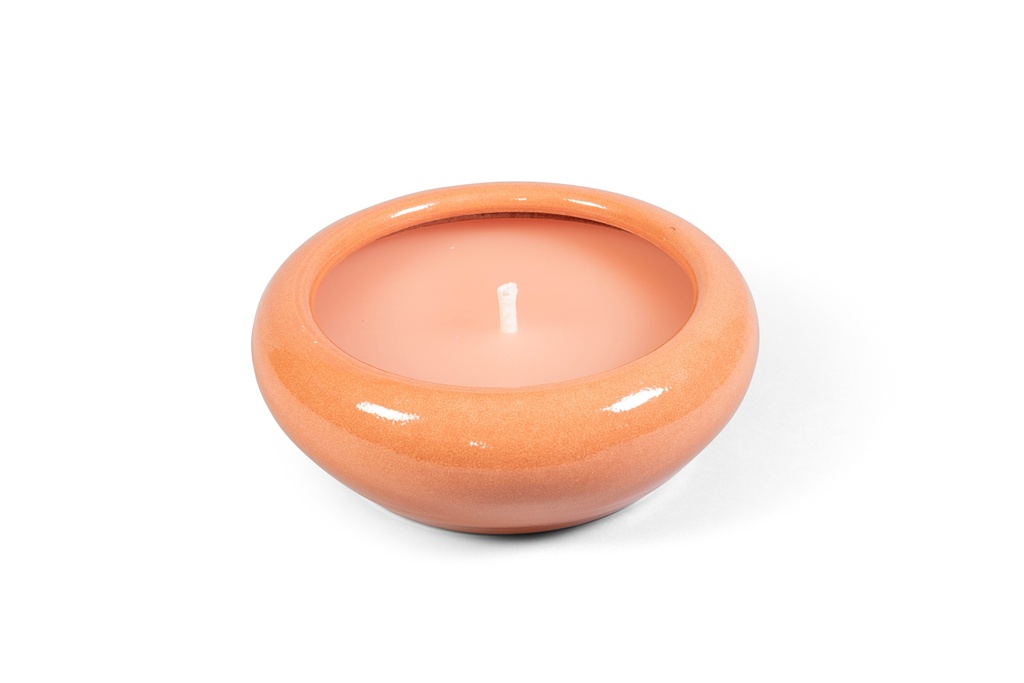 Bowl glazed orange large outdoor - Ø35 x 13cm - 1 ext. cot. wick - p 2