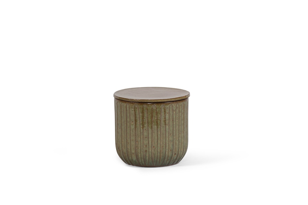 Flowerpot striped green with cover - scented - in black gift box - Ø16x15cm - 1ext.cot.wick - p 4