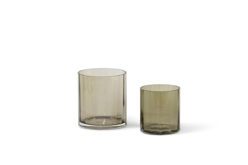Mouthblown vase strait optic smoke large - Ø15 x 16cm - p 1
