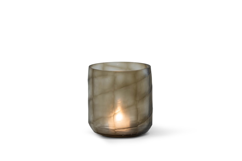T-light holder handcutted smoke/clear large - Ø15 x 16cm - p 1