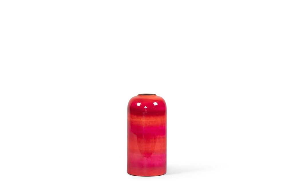 Vase enamel handpainted small - red with fuchsia - Ø15x31cm - p 1