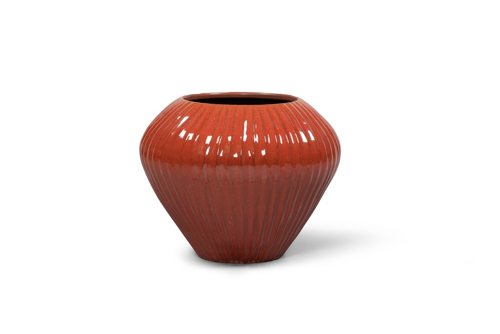 Vase striped glazed medium red - Ø45 x 33cm - p 1