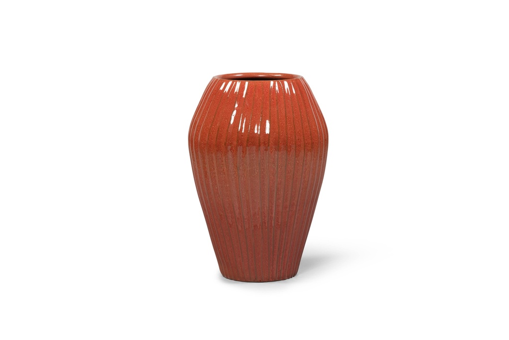 Vase striped glazed large red - Ø33 x 50cm - p 1