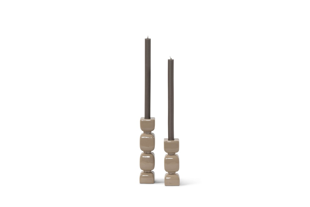 Taperholder aluminium enamel sand  set of 2 - 5x5x16 cm - 5x5x23 cm - p 2 