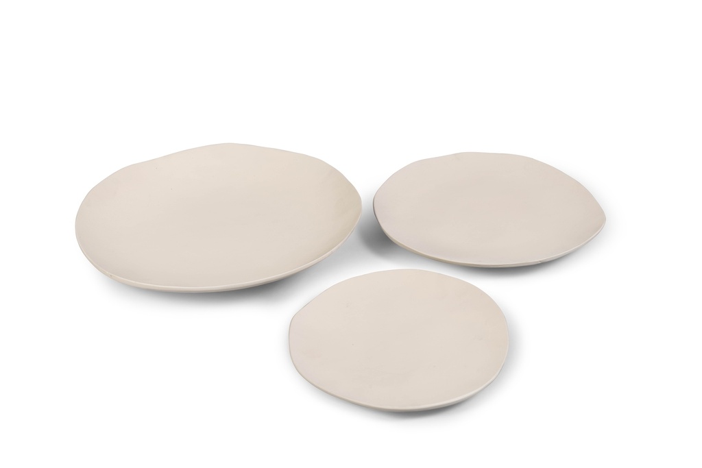 Organic tray texture stone ivory - set of 3 - Ø29 x 2.5 - Ø36 x 4.5 - Ø43 x 7 - p 1