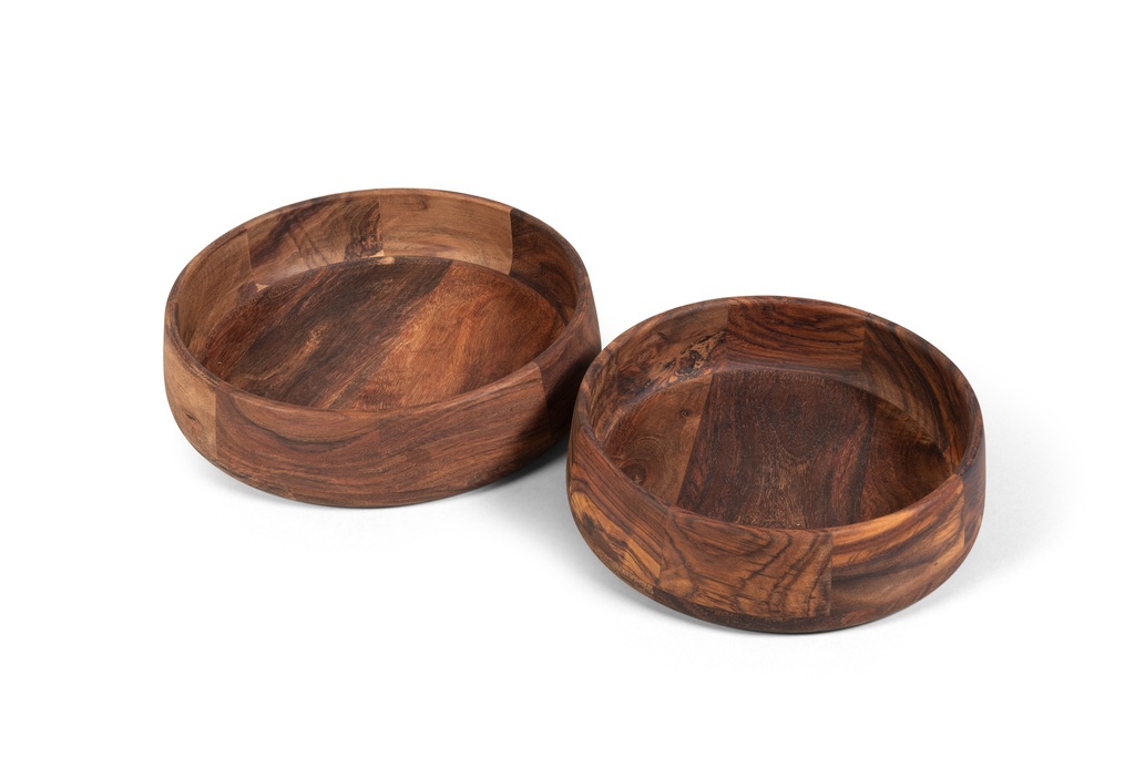 Wooden bowl natural oiled set of 2 - Ø26x7cm - Ø30 x 7cm - p 1