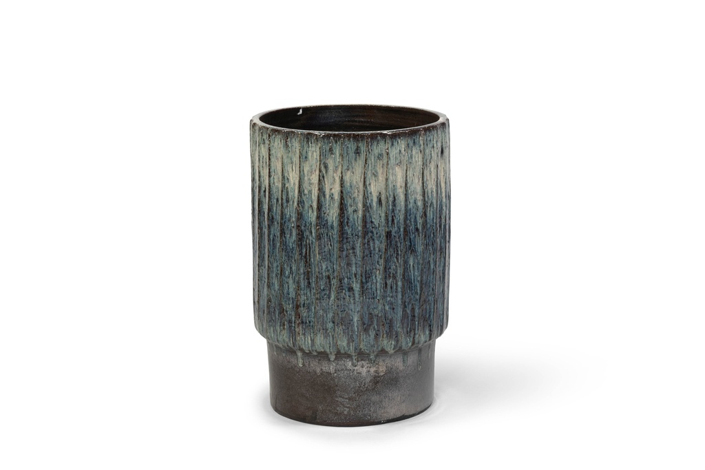 Planter striped glazed green large - Ø45 x 70cm - p 1