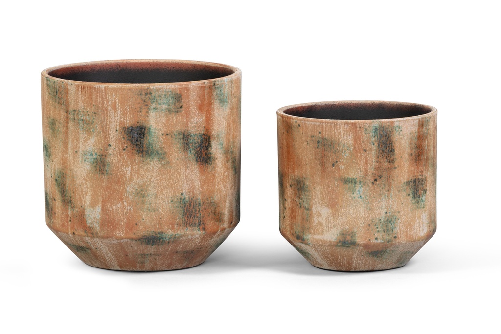 Flowerpot set of 2 - green/orange - Ø24 x 24cm - Ø30 x 30cm -p 1