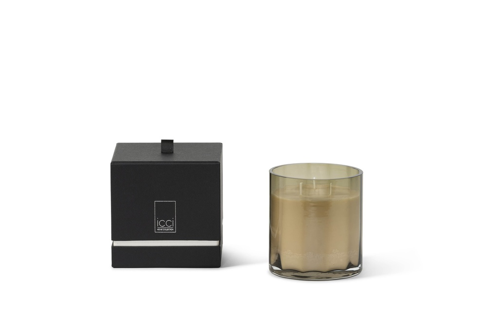 Scented candle mouthblown vase strait optic smoke medium - Ø12 x 13cm - 2 int.cot.wicks - p 4