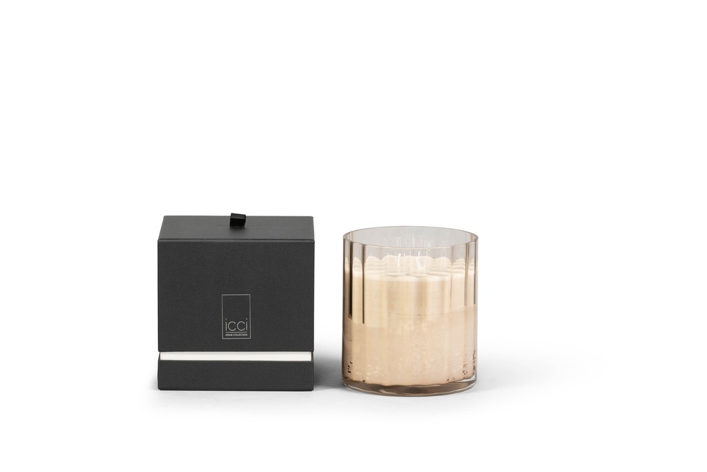 Scented candle mouthblown vase strait optic smoke large - Ø15 x 16cm - 3 int.cot.wicks - p 2