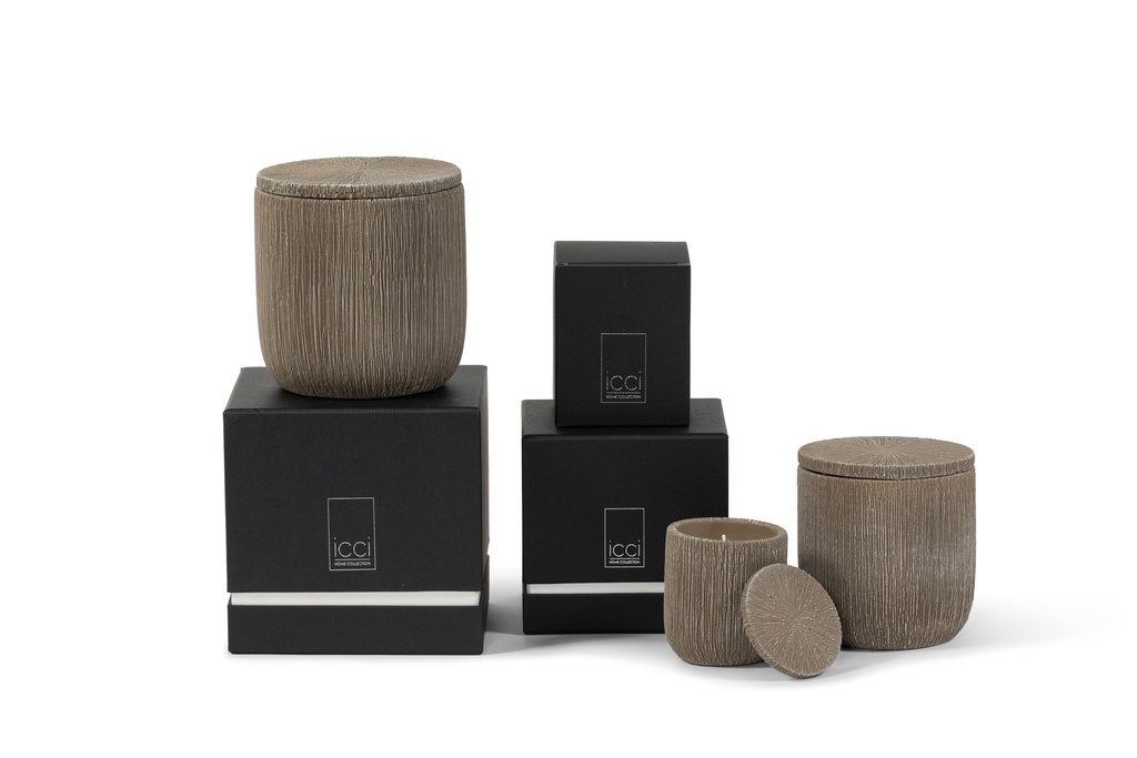 Scented candle candlepot concrete taupe medium - Ø12 x 13cm - 2 int.cot.wicks - p 4