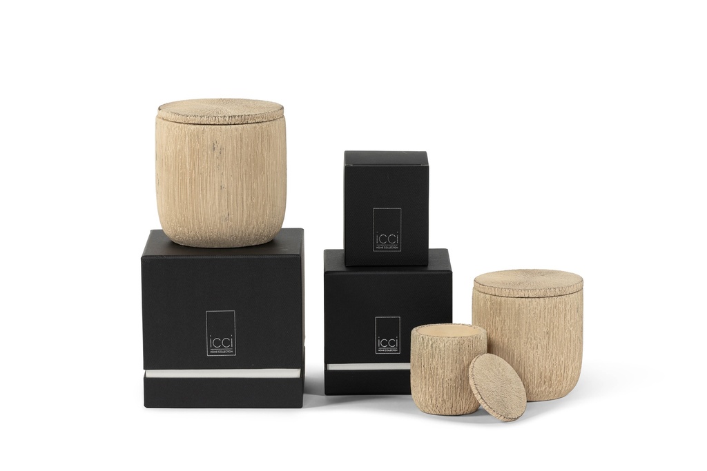 Scented candle candlepot concrete ecru large - Ø14 x 15cm - 3 int.cot.wicks - p 2