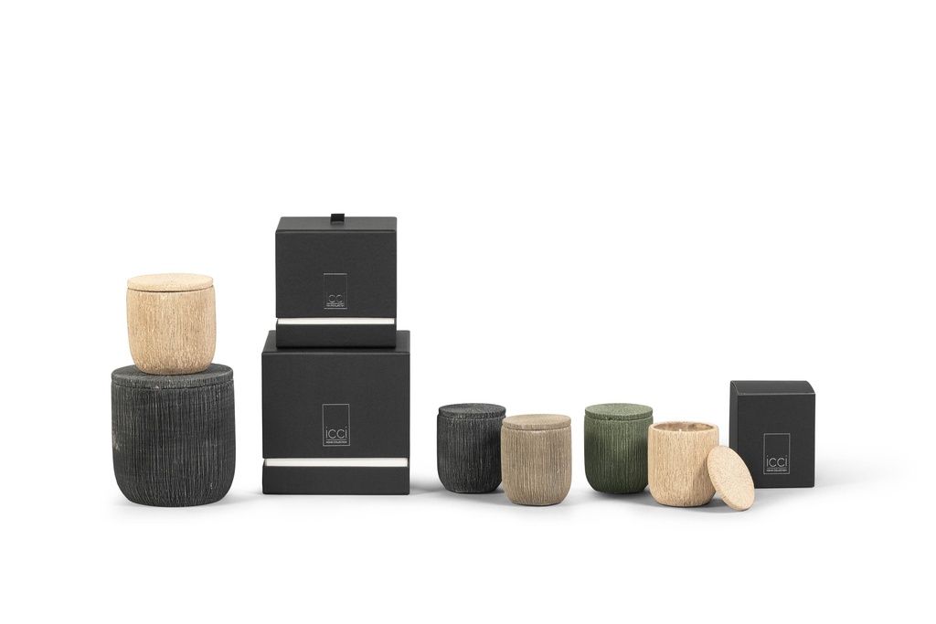 Scented candle candlepot concrete black medium - Ø12 x 13cm - 2 int.cot.wicks - p 4