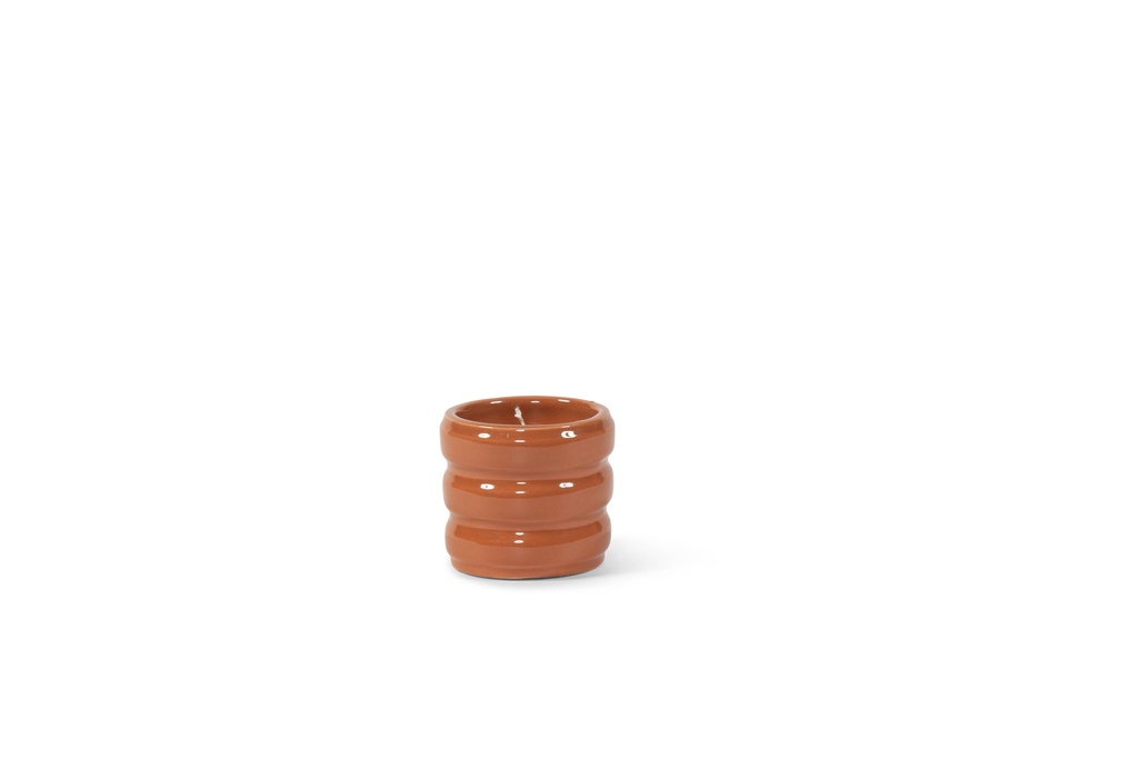 Votive glazed shiny orange small indoor - Ø9 x 8cm - 1 wick - p6