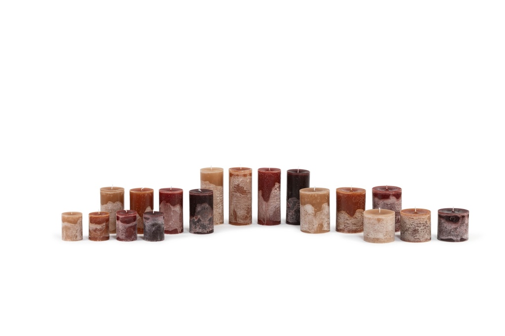 PACKAGE 1 Cylinder Candles (78 pcs) (AW26) : Mix of Ø 7cm - Ø 8,6cm - Ø 10cm in our trendy colours (103, 86, 88, 106)