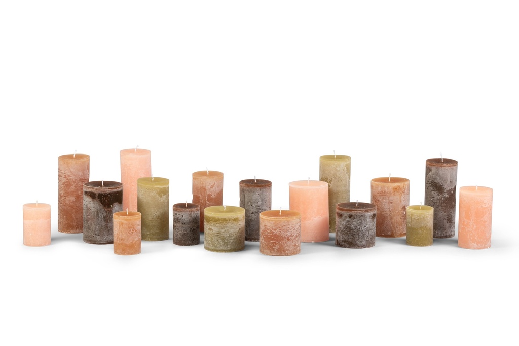 PACKAGE 1 Cylinder Candles (78 pcs) (AW26) : Mix of Ø 7cm - Ø 8,6cm - Ø 10cm in our trendy colours (103, 86, 88, 106)