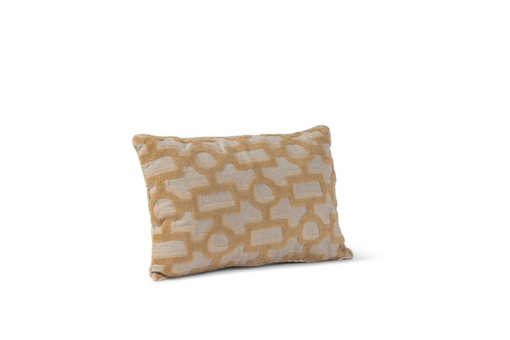 Cushion embroidery cotton linnen wool beige/ochre multi with filler - 60 x 40cm - p 1/10